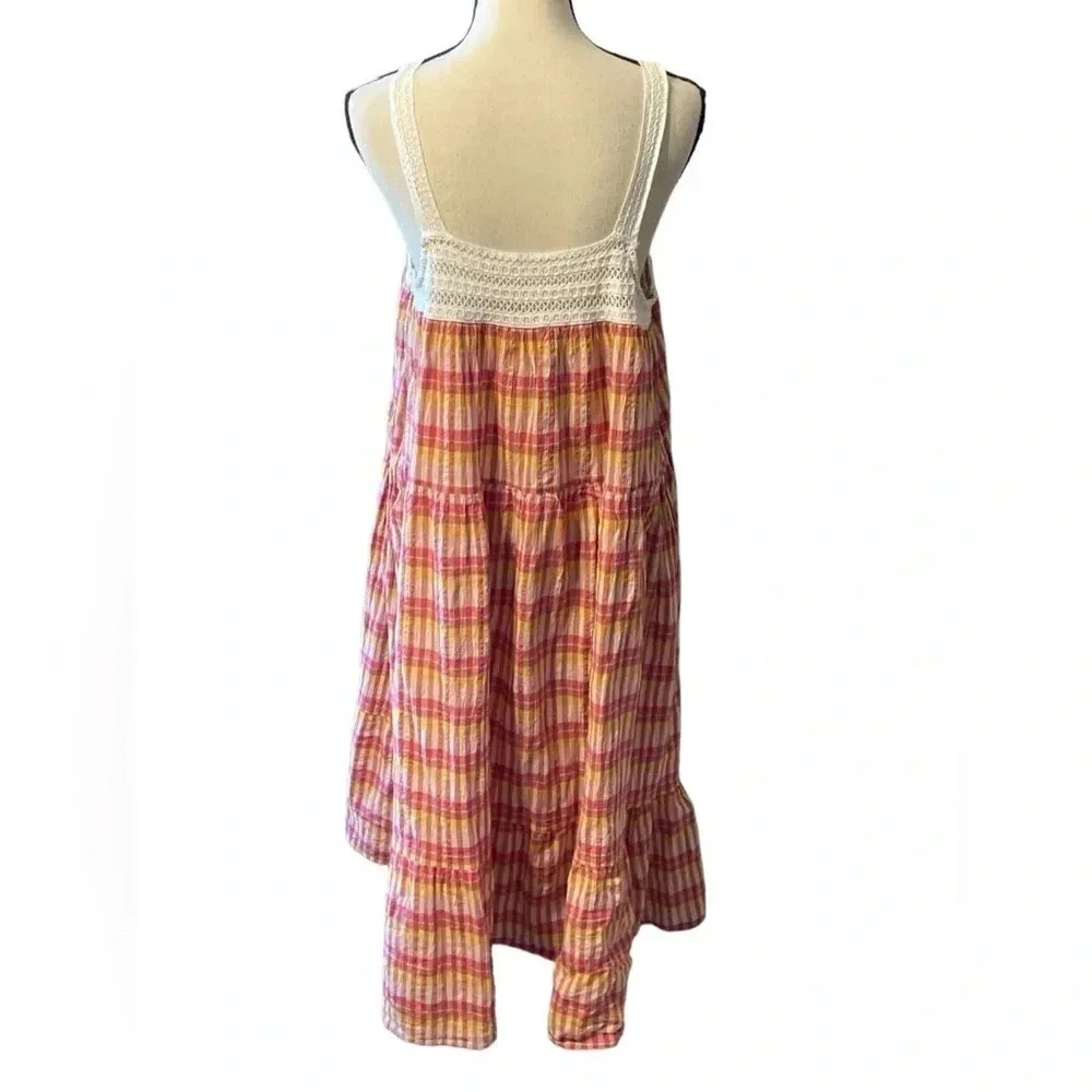 Womens Textured Midi Casual Dress, White/Yellow Combo - Picture 5 of 8